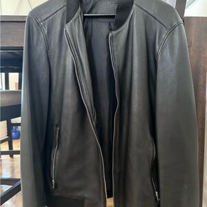All Saints Zip Up Leather Jacket
